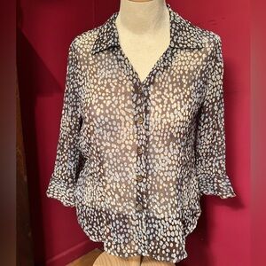 C.B. Collections Glitter Thread Polka Dot Blouse Mother of Pearl Buttons Size PM
